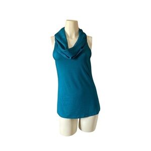 Ann Taylor Sleeveless Shirt Top Green Teal Color Draped Cowl Neck